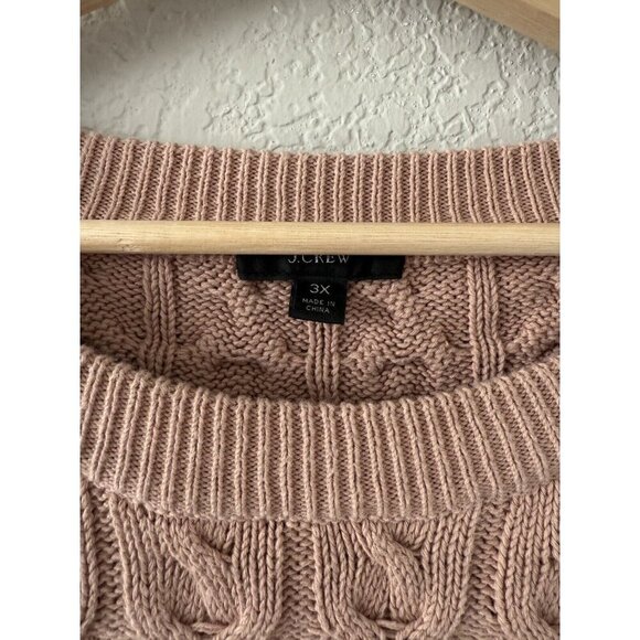 J. Crew Relaxed Fit Cable Knit Crewneck Balloon Sleeve Sweater Cottage Neutral3x - Picture 10 of 11